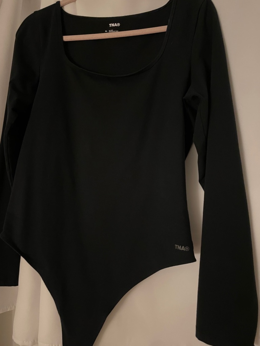 TNA Black Long-Sleeve Scoop Neck Bodysuit